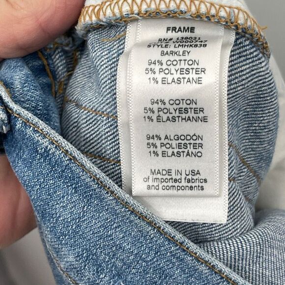 Frame Barkley Cotton Stretch L’ Homme Skinny Distressed Denim Jeans Size 32 - Picture 7 of 9
